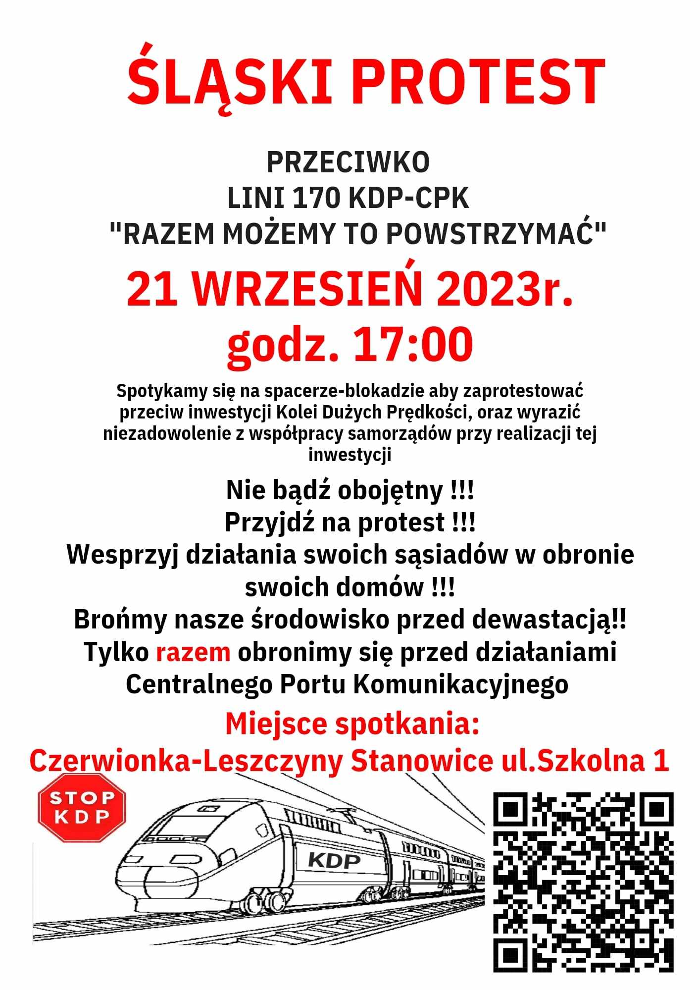 Śląski Wspólny Protest "Stop CPK-KDP Linii 170"